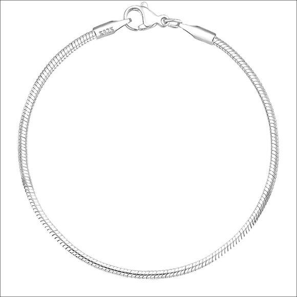 925 Sterling Silver Charm Bracelet Snake Chain Dainty Jewelry Gift